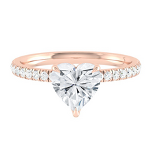 Load image into Gallery viewer, Heart Diamond Engagement ring with  Pave Gold or Platinum band and petals Manila Philippines