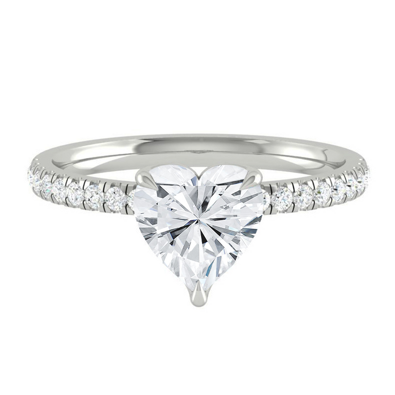Heart Diamond Engagement ring with Pave Gold or Platinum band and petals Manila Philippines