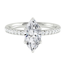 Load image into Gallery viewer, Marquise Diamond Engagement ring with  Pave Gold or Platinum band and petals Manila Philippines