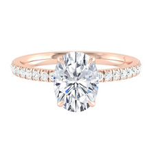 Load image into Gallery viewer, Oval Diamond Engagement ring with  Pave Gold or Platinum band and petals Manila Philippines