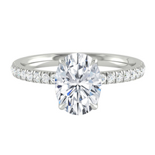 Load image into Gallery viewer, Oval Diamond Engagement ring with  Pave Gold or Platinum band and petals Manila Philippines