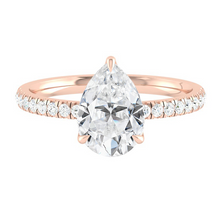 Load image into Gallery viewer, Pear Diamond Engagement ring with  Pave Gold or Platinum band and petals Manila Philippines