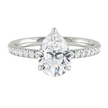 Load image into Gallery viewer, Pear Diamond Engagement ring with  Pave Gold or Platinum band and petals Manila Philippines