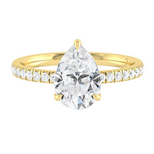 Load image into Gallery viewer, Pear Diamond Engagement ring with  Pave Gold or Platinum band and petals Manila Philippines