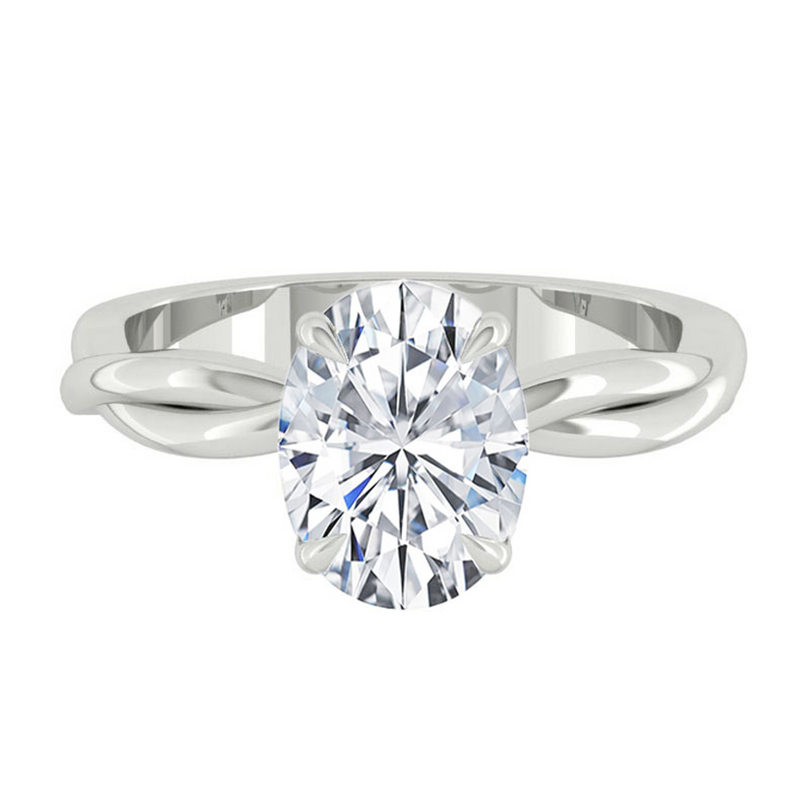 Oval Lab Natural Diamond Engagement Ring with Twisting Gold Platinum band Philippines
