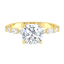 Load image into Gallery viewer, Cushion Diamond Engagement Ring with Marquise and Round Accent Band with Petal Prong in Gold or Platinum, Manila Philippines