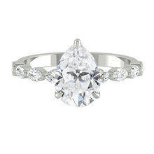 Load image into Gallery viewer, Pear Diamond Engagement Ring with Marquise and Round Accent Band with Petal Prong in Gold or Platinum, Manila Philippines