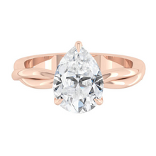 Load image into Gallery viewer, Pear Lab Natural Diamond Engagement Ring with Twisting Gold Platinum band Philippines