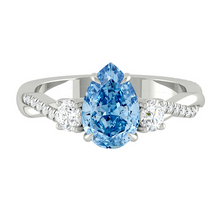 Load image into Gallery viewer, Lucce Fiore Trio Pear Ocean Blue Diamond