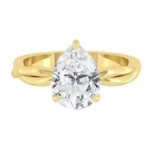 Load image into Gallery viewer, Pear Lab Natural Diamond Engagement Ring with Twisting Gold Platinum band Philippines
