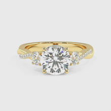 Load and play video in Gallery viewer, Trio Diamond Engagement Ring with Pave Twisting Gold Platinum band Philippines