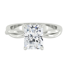 Load image into Gallery viewer, Radiant Lab Natural Diamond Engagement Ring with Twisting Gold Platinum band Philippines