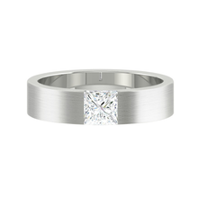 Load image into Gallery viewer, Lucce Retto Princess Brushed 3mm 0.10ct Lab Diamond 14K White Gold