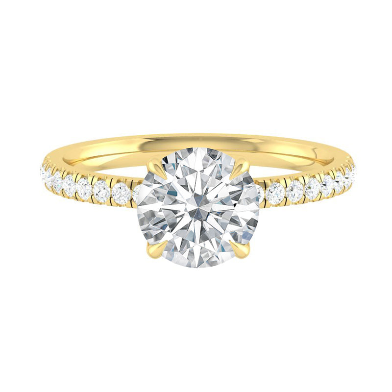 Lucce Lucia Pavé 4-Prong Round 1.00ct SUPERNOVA Moissanite 14K Yellow Gold