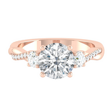Load image into Gallery viewer, Trio Diamond Engagement Ring with Pave Twisting Gold Platinum band Philippines