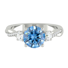 Load image into Gallery viewer, Fiore Trio Round Ocean Blue Diamond Platinum