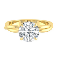 Load image into Gallery viewer, Round Lab Natural Diamond Engagement Ring with Twisting Gold Platinum band Philippines