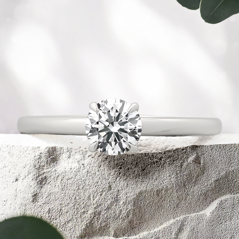 Lucce Lucia Halo Round Lab Diamond 0.54ct D VVS2 Id IGI 14K White Gold