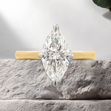 Load image into Gallery viewer, Lucce Constance Solitaire Marquise 1.50CT Lab Diamond E VVS2 EX IGI 18K Yellow Gold and Platinum Prongs