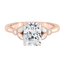 Load image into Gallery viewer, Radiant Diamond Engagement Rig with Marquise and Round cut and milgrain accent Band in Gold or Platinum, Manila, Philippines