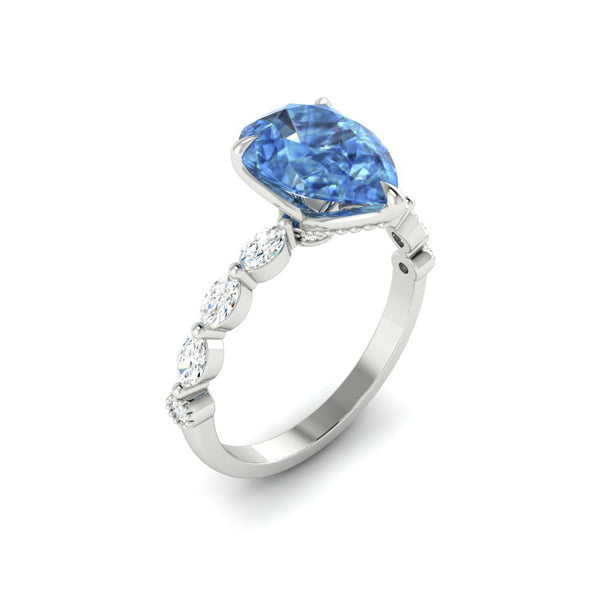 Lucce Paula Pear Ocean Blue Diamond