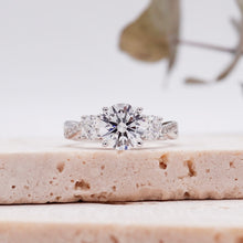 Load image into Gallery viewer, Trio Diamond Engagement Ring with Pave Twisting Gold Platinum band Philippines