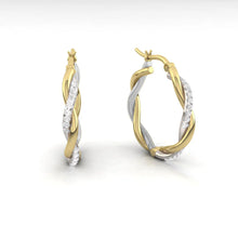 Load image into Gallery viewer, Lucce Fiore Hoop Earrings 0.30CTW Natural Diamond 14K Yellow and White Gold