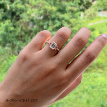 Load image into Gallery viewer, Emerald Moissanite Engagement Ring with Pink Sapphire in the Philippines
