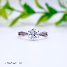 Load image into Gallery viewer, Moissanite Engagement Ring with Pink Diamond Band in the Philippines
