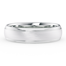Load image into Gallery viewer, Semi-Domed Comfort Fit with Grooves and Brushed finish Unisex Wedding Ring in Gold or Plartinum
