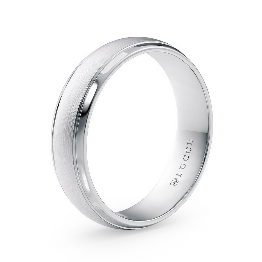 Load image into Gallery viewer, Semi-Domed Comfort Fit with Grooves and Brushed finish Unisex Wedding Ring in Gold or Plartinum

