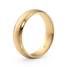 Load image into Gallery viewer, Semi-Domed Comfort Fit with Grooves and Brushed finish Unisex Wedding Ring in Gold or Plartinum
