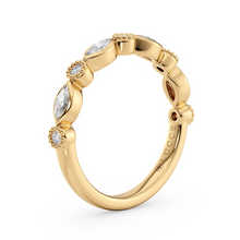 Load image into Gallery viewer, LUCCE Round and Marquise Diamond Wedding Ring with Bezel and Milgrain Setting in Gold or Platinum
