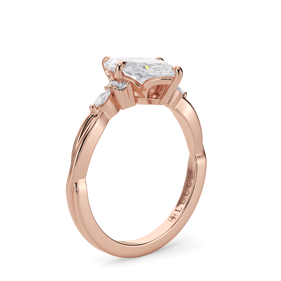 Load image into Gallery viewer, LUCCE Twisting Cluster Marquise Diamond in Low Basket Setting Engagement Ring in Gold or Platinum
