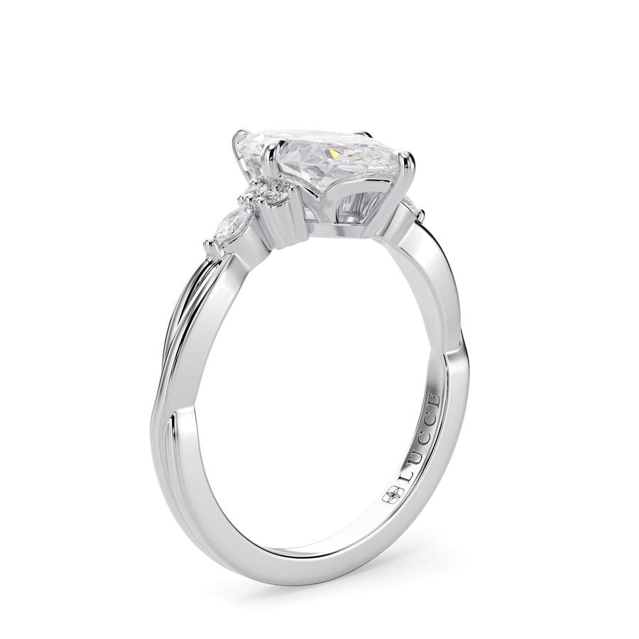 Load image into Gallery viewer, LUCCE Twisting Cluster Marquise Diamond in Low Basket Setting Engagement Ring in Gold or Platinum
