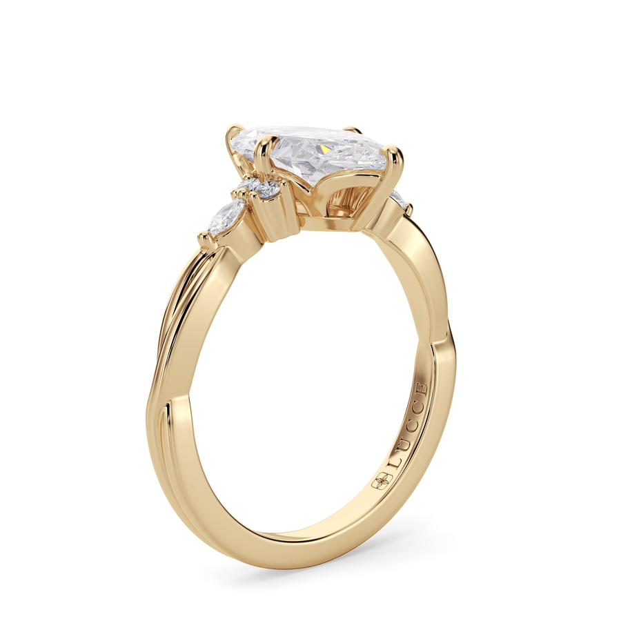 Load image into Gallery viewer, LUCCE Twisting Cluster Marquise Diamond in Low Basket Setting Engagement Ring in Gold or Platinum
