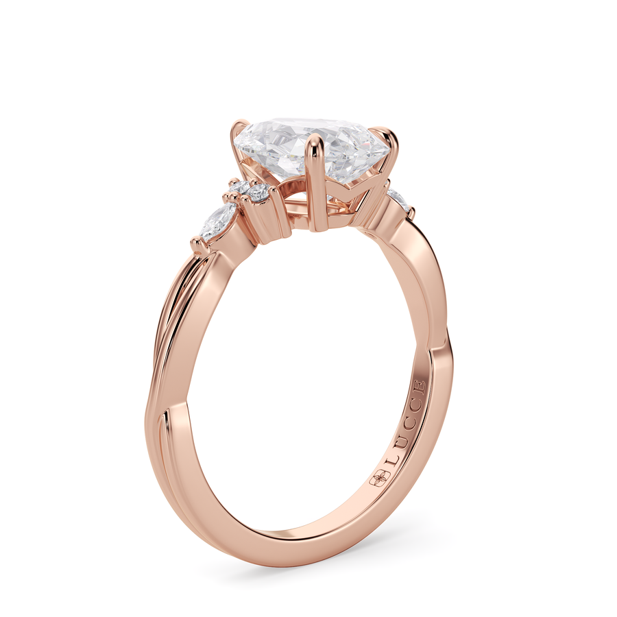 Load image into Gallery viewer, LUCCE Twisting Cluster Pear Diamond in  Low Basket Setting Engagement Ring in Gold or Platinum
