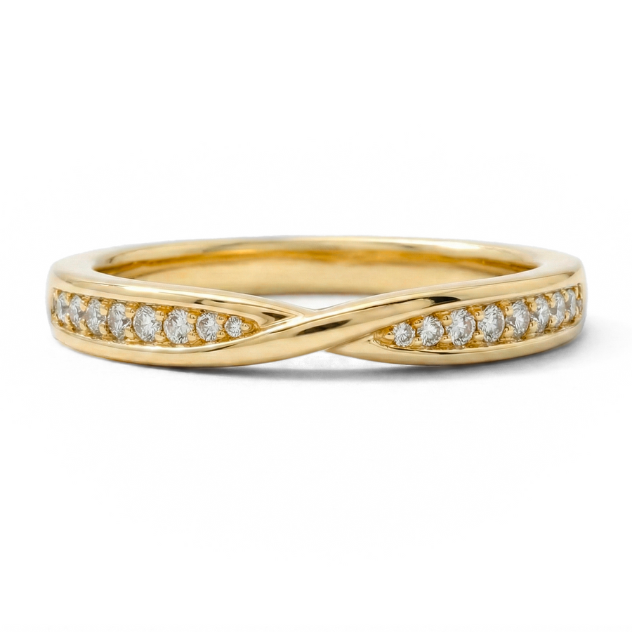 Load image into Gallery viewer, Half Eternity Twisted Pavé Round Diamond Wedding Ring in Gold or Platinum
