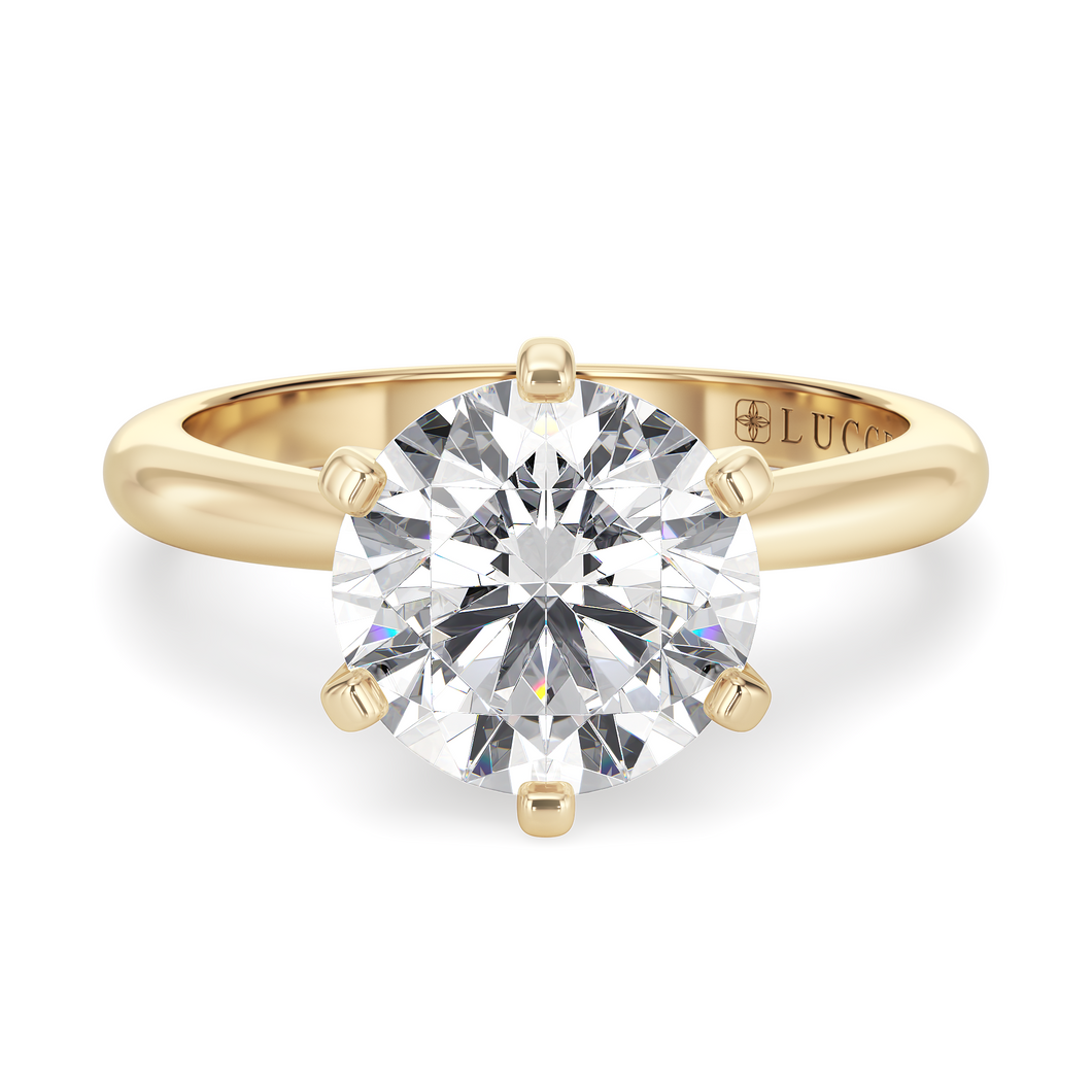 Lucce Angela Round Natural Diamond 0.51ct I VS1 Ex GIA 14K Yellow Gold
