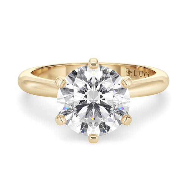 Lucce Angela Round Natural Diamond 0.51ct I VS1 Ex GIA 14K Yellow Gold