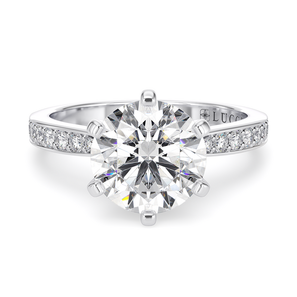 LUCCE ANGELA™ Pavé Round Natural Diamond 0.50ct H VS1 Ex GIA 18K White Gold