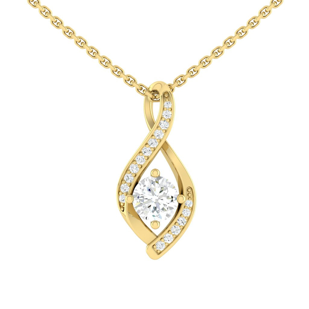 Lucce Fiore Infinity Round Necklace Lab Diamond 1.04CT D VVS2 Id IGI IGI 14K Yellow Gold