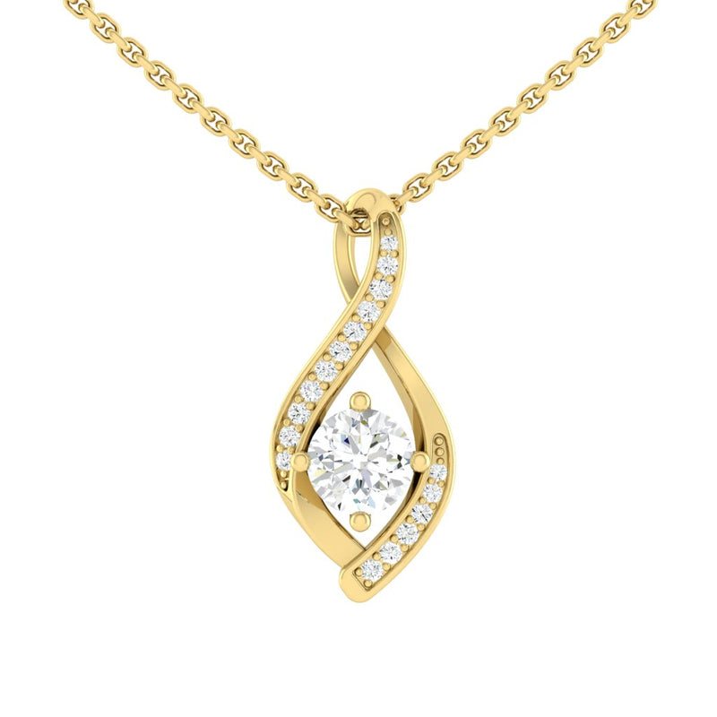 Lucce Fiore Infinity Round Necklace Lab Diamond 1.04CT D VVS2 Id IGI IGI 14K Yellow Gold