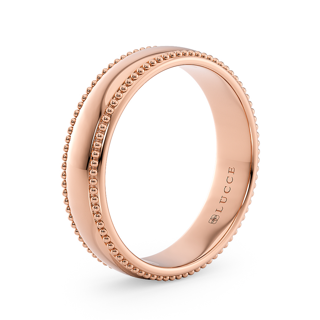 Load image into Gallery viewer, LUCCE Milgrain Classic Unisex Wedding Band with Brushed or Polished Finish in Gold or Platinum
