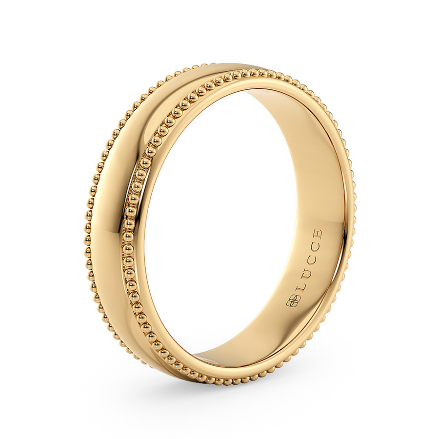 Load image into Gallery viewer, LUCCE Milgrain Classic Unisex Wedding Band with Brushed or Polished Finish in Gold or Platinum
