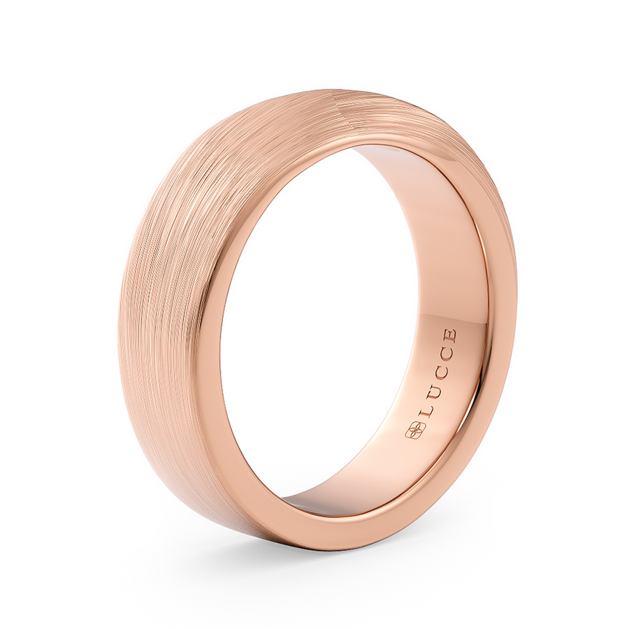 Load image into Gallery viewer, LUCCE Comfort Fit Unisex Wedding Ring with a Mobius Outside Profile and Brushed or Polished Finish in Gold or Platinum
