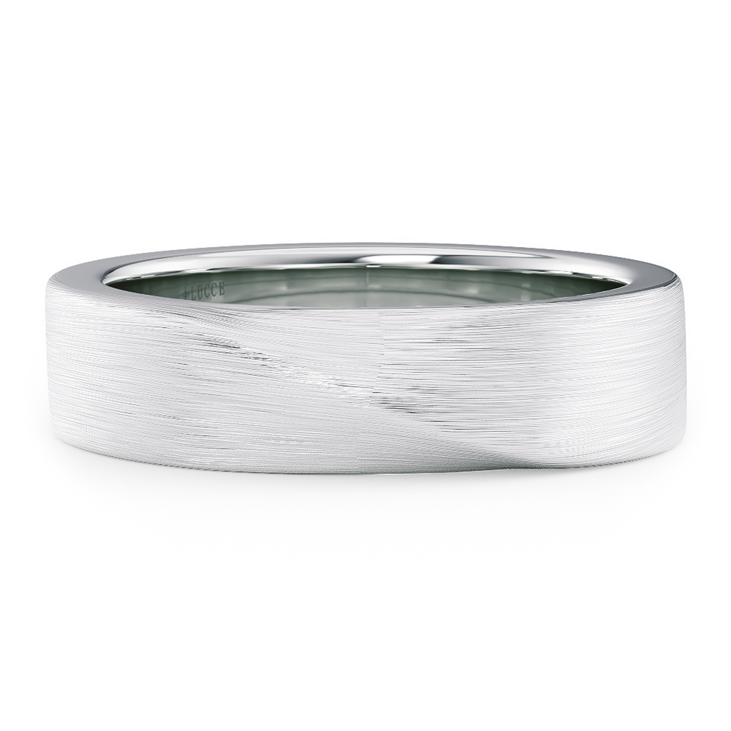 Load image into Gallery viewer, LUCCE Comfort Fit Unisex Wedding Ring with a Mobius Outside Profile and Brushed or Polished Finish in Gold or Platinum
