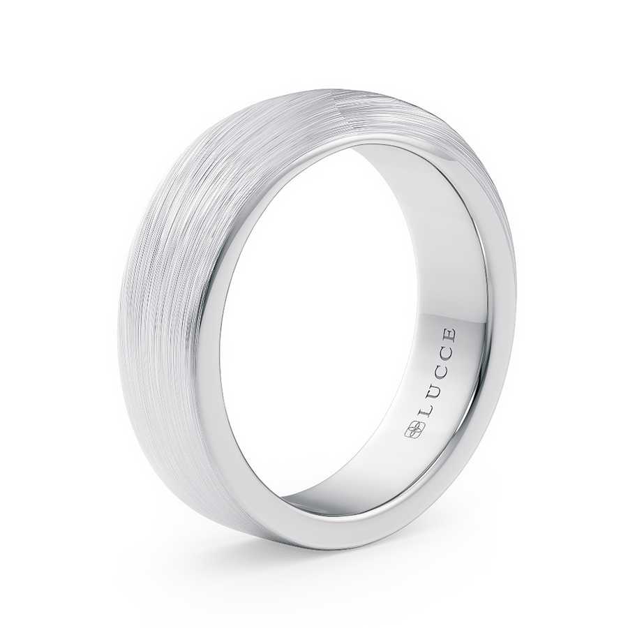Load image into Gallery viewer, LUCCE Comfort Fit Unisex Wedding Ring with a Mobius Outside Profile and Brushed or Polished Finish in Gold or Platinum
