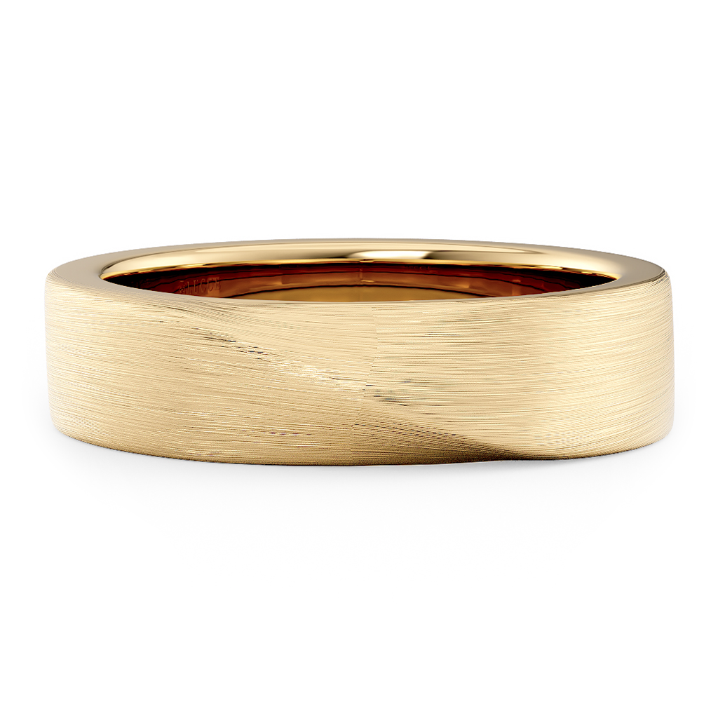 Load image into Gallery viewer, LUCCE Comfort Fit Unisex Wedding Ring with a Mobius Outside Profile and Brushed or Polished Finish in Gold or Platinum
