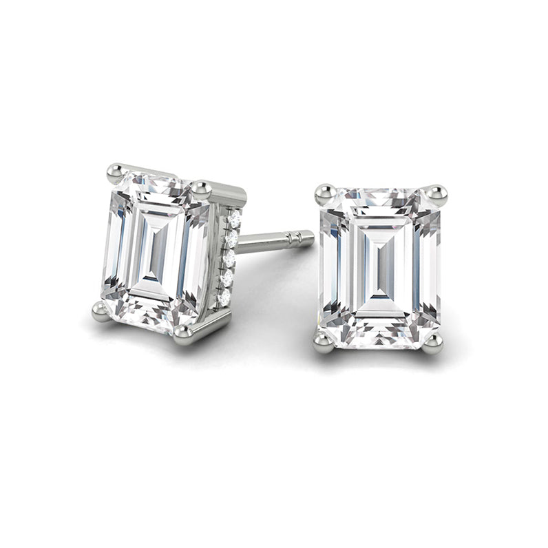 Load image into Gallery viewer, Emerald cut Diamond Earrings with Hidden Halo Philippines
